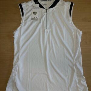 Nivo GOLF Women's 1/4 Zip EQUIPMENT Sleeveless Polo Tank White Navy Size L